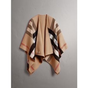 Burberry “Charlotte” Reversible Check Wool Cape